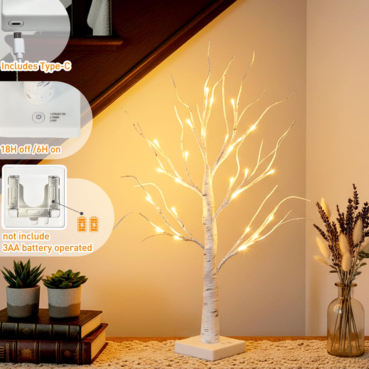 Lighted Birch Tree with Lights B927