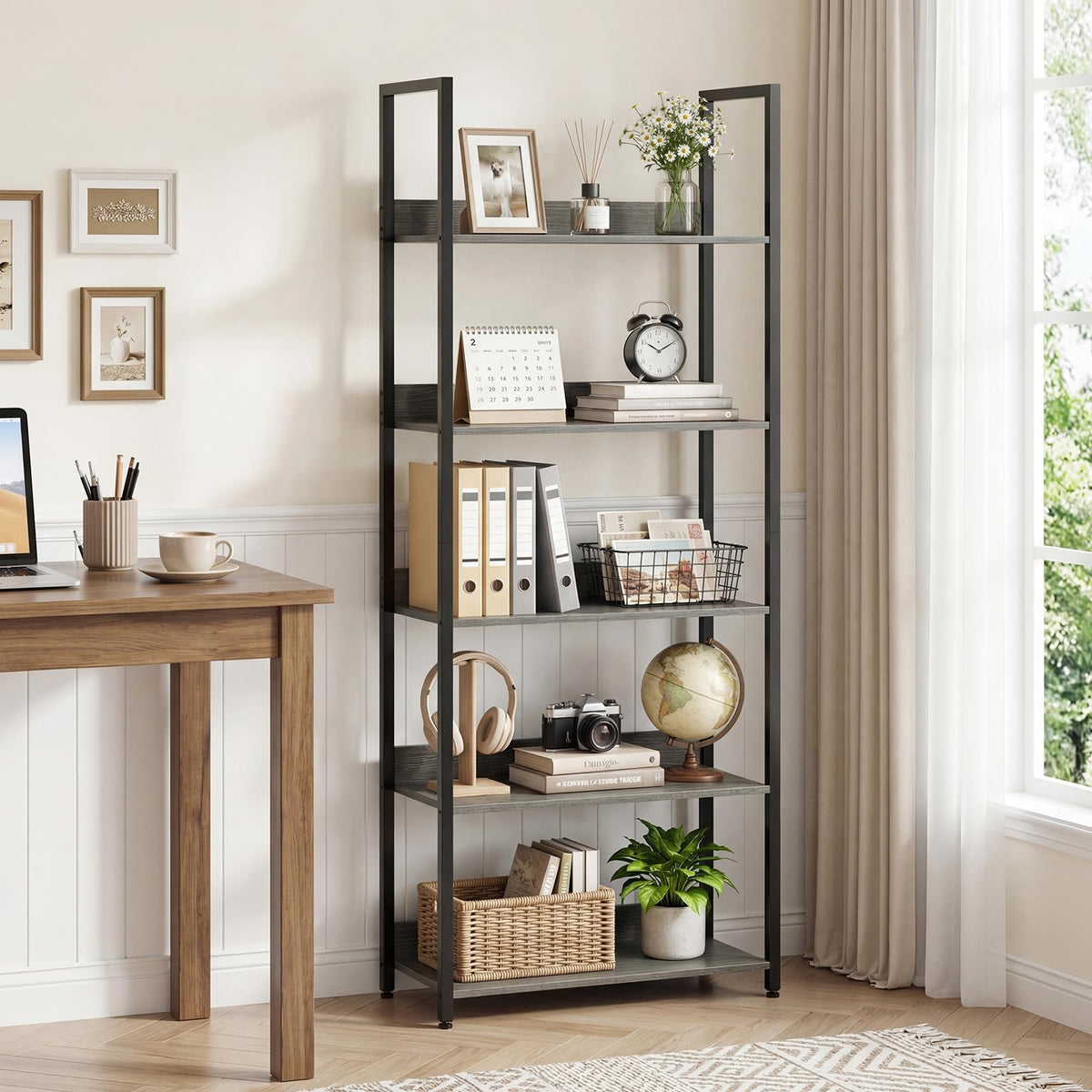 5-Tier Wooden Bookshelf Set of 2 F155344