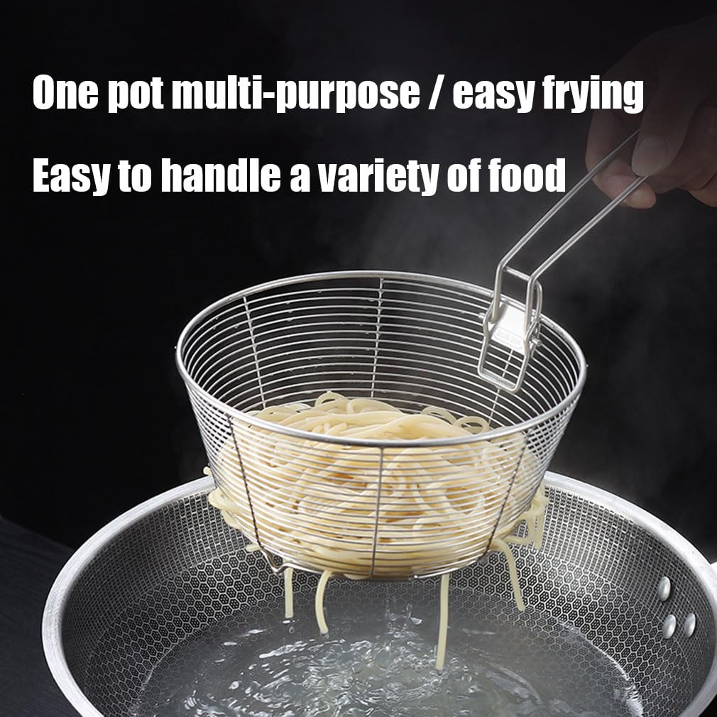 Stainless Steel Deep Fryer Basket with Detachable Handle 9 Inch M95476