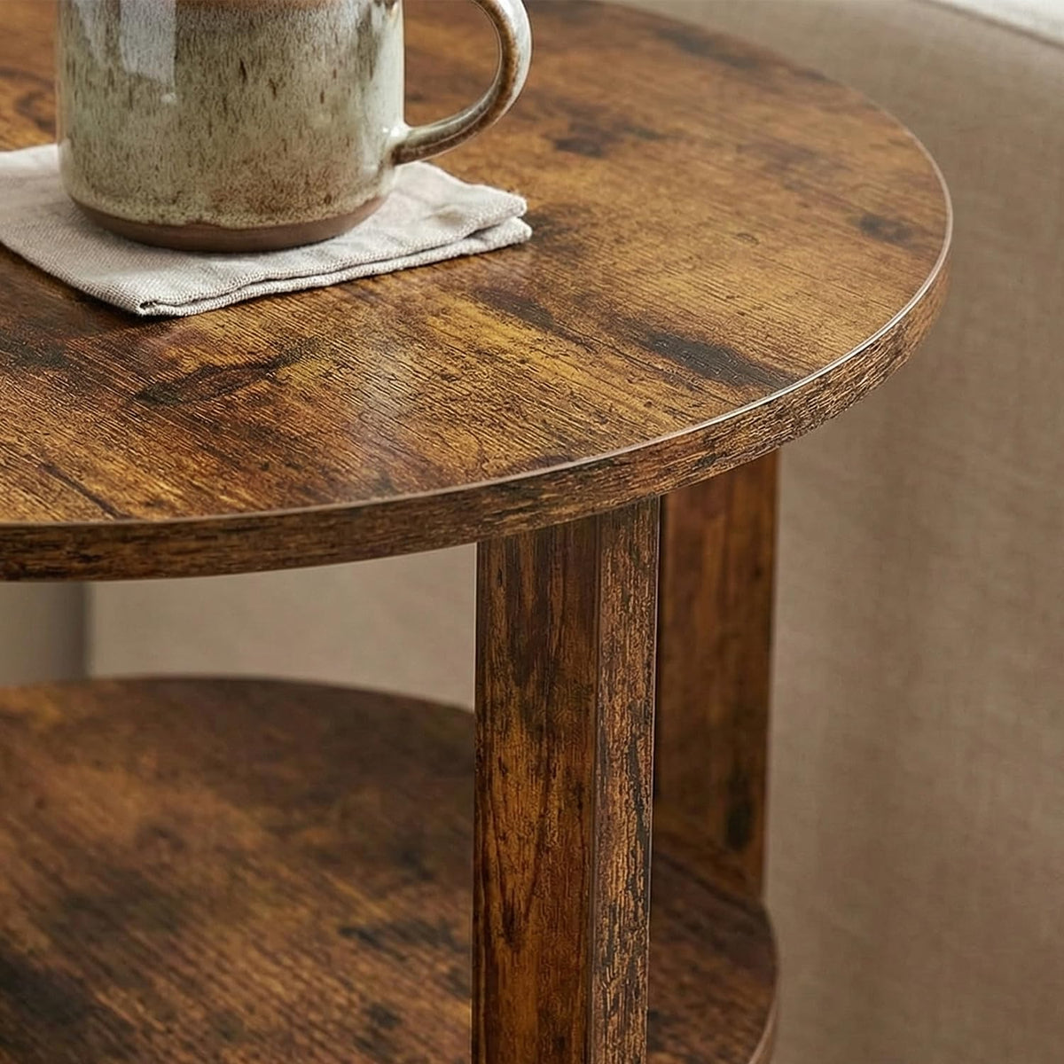 Rustic Brown 19.7 inch Round Side Table C812