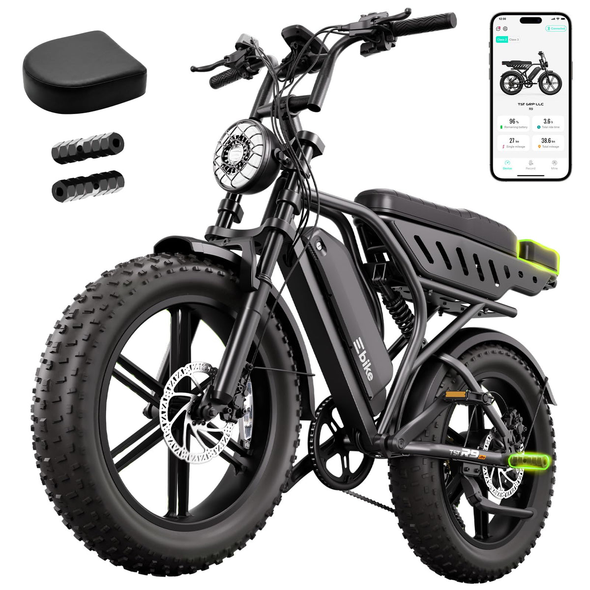 Electric Bike 48V 15Ah Battery 1500W Peak Motor 20 * 4.0 Fat Tire H1405