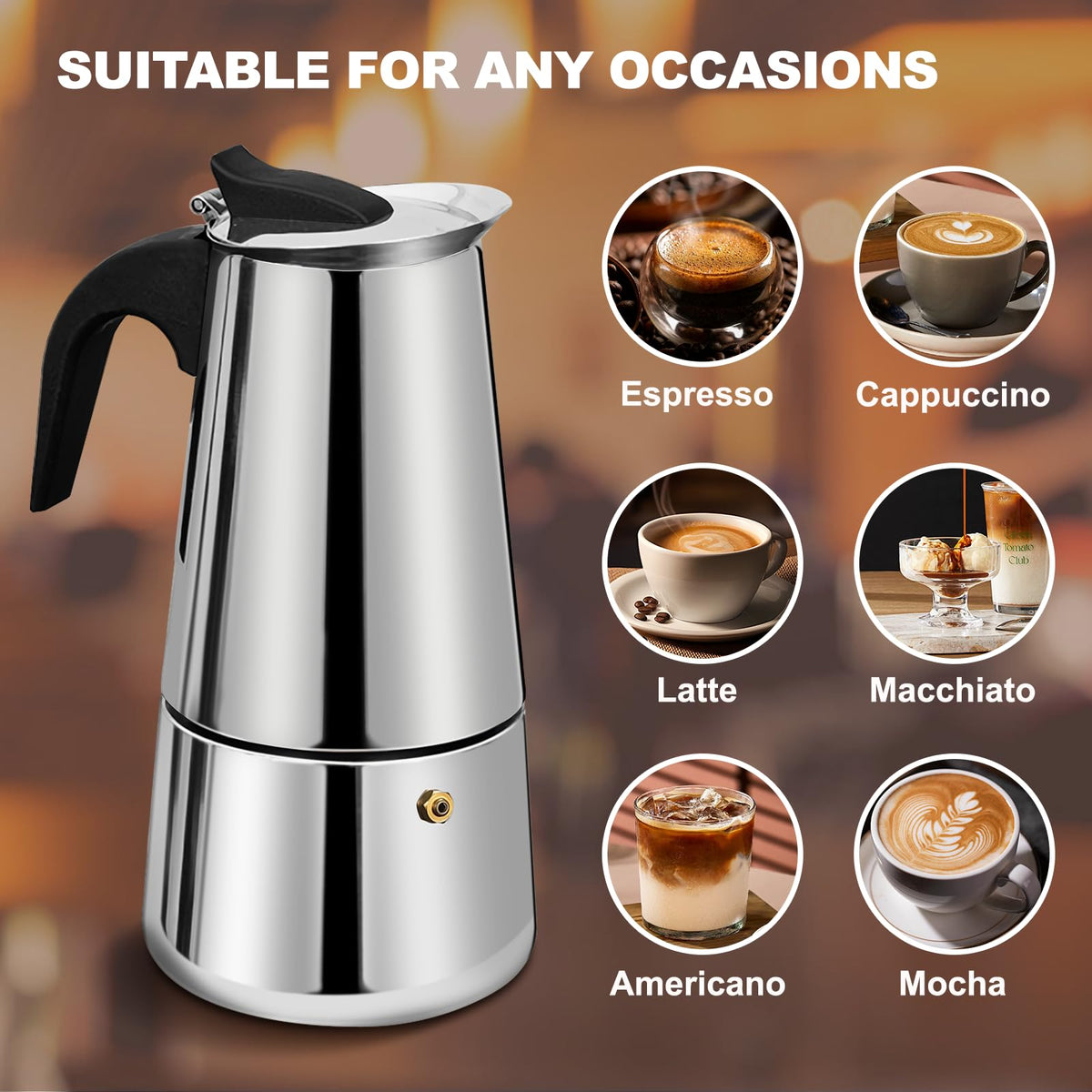 12 Cup Stainless Steel Stovetop Espresso Moka Pot 600ml D33190
