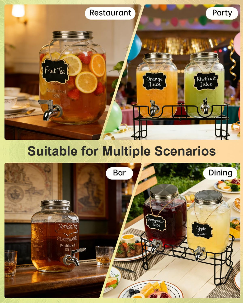 Glass Drink Dispenser with Stand X285331