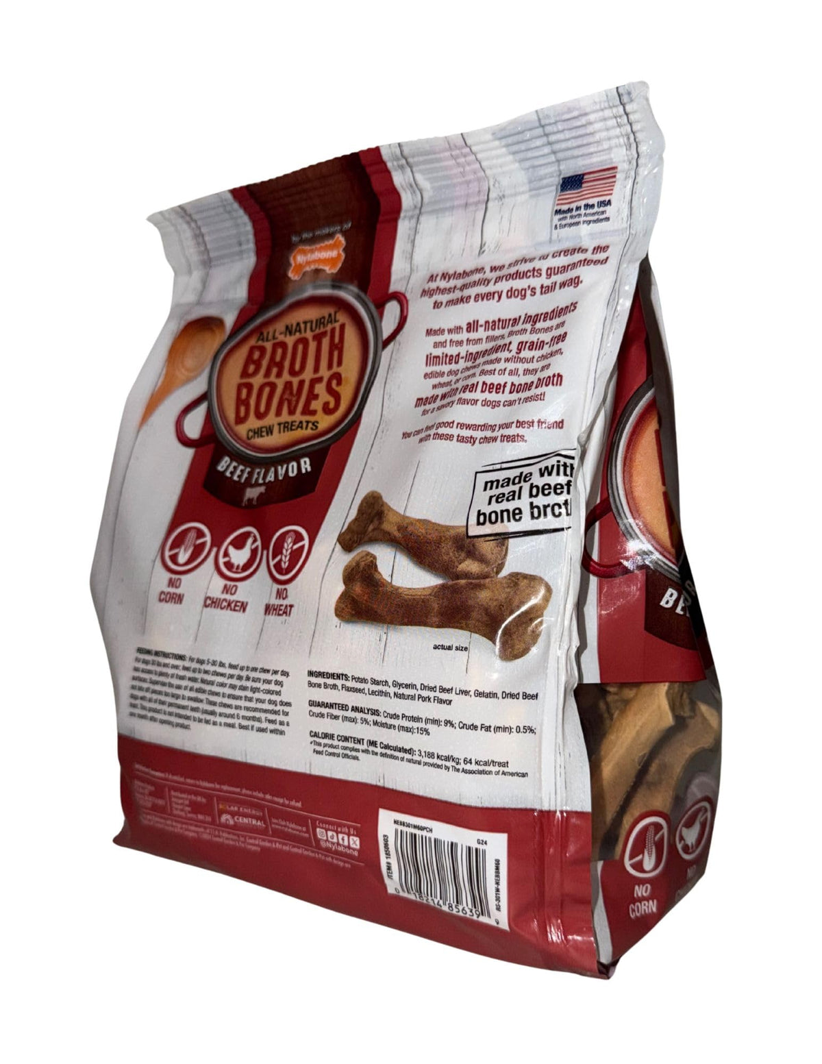 Beef Broth Bones Dog Treats 60 Count 2.6 Lb V761