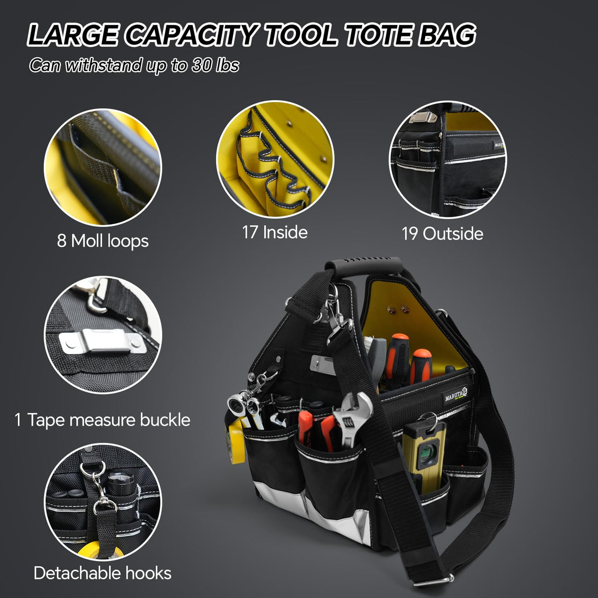 10in Tool Tote Bag with 43-Pocket Organizer A742