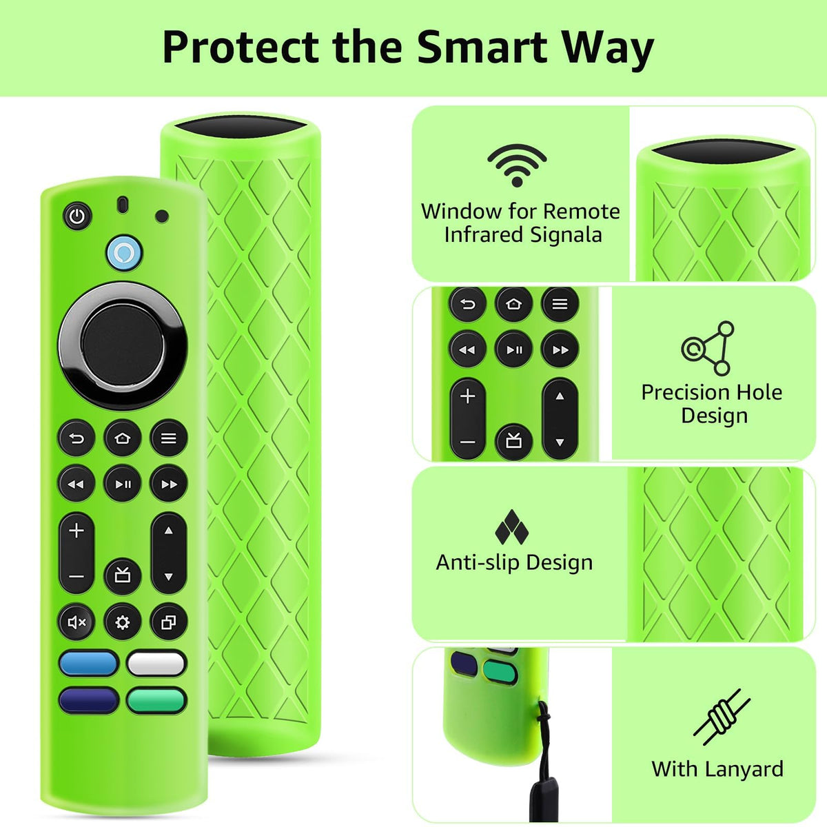 Silicone Remote Cover Glow in The Dark with Lanyard N769