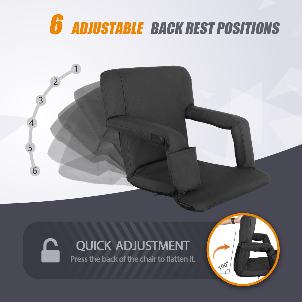 20.5"/25" Wide Padded Stadium Seat with Back Support Y6112