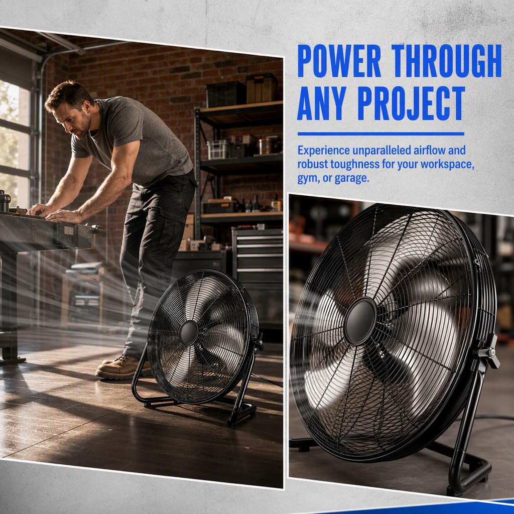 20" 3-Speed Metal Floor Fan 4-Pack D1614