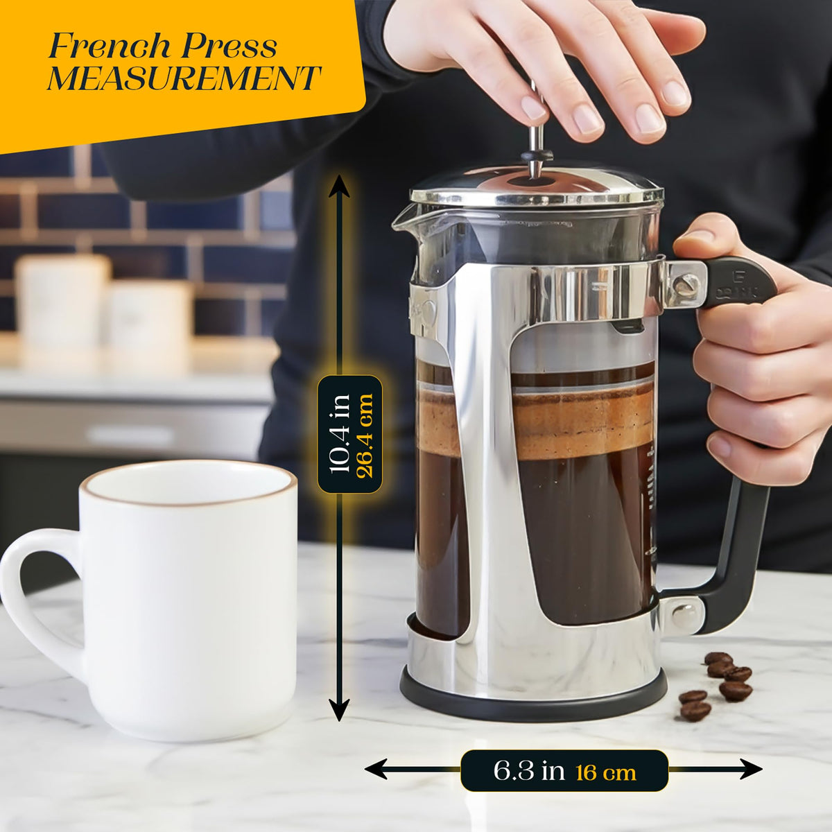 32oz Stainless Steel French Press Coffee Maker P54703