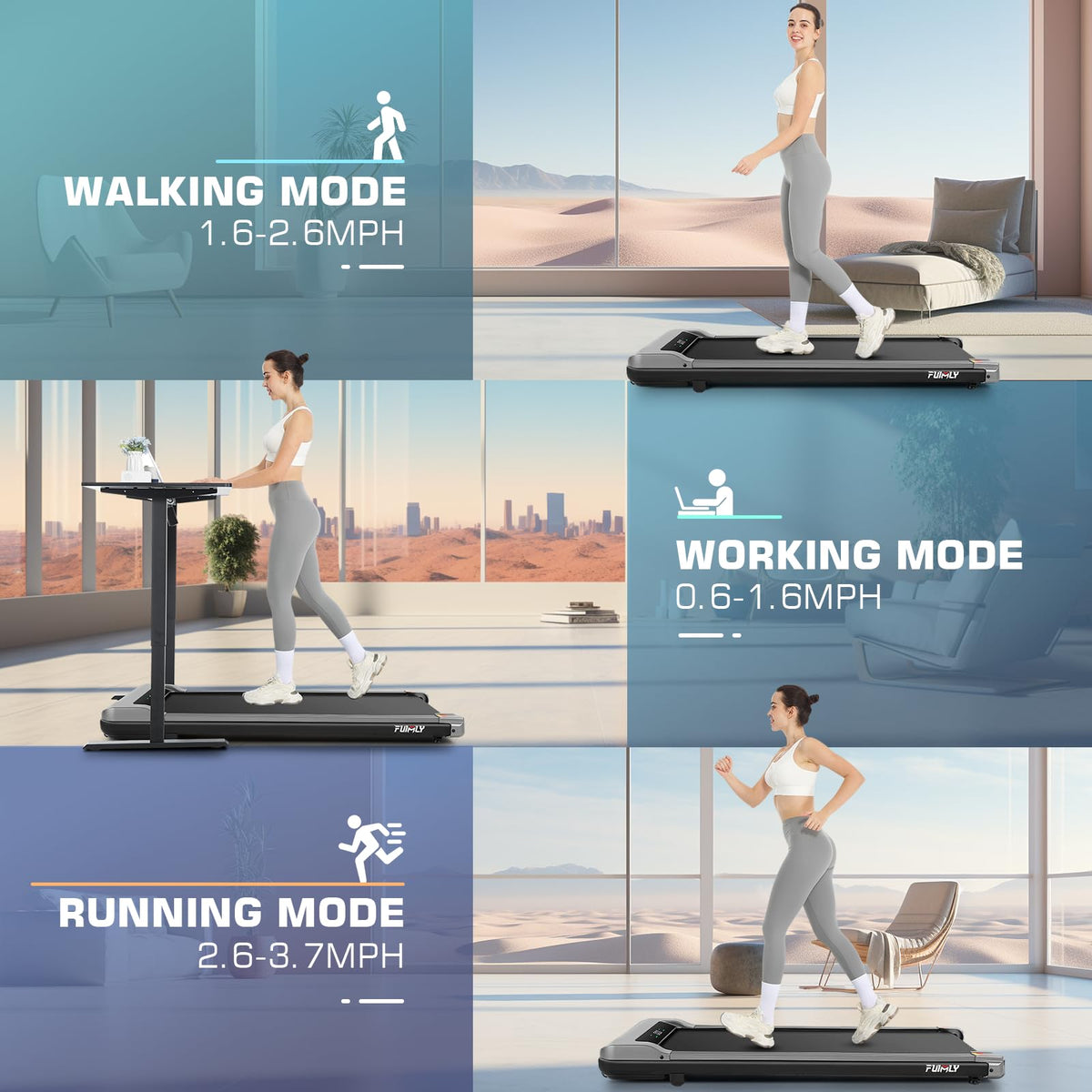 3 in 1 Under Desk Treadmill 2.5 HP Portable Z2726