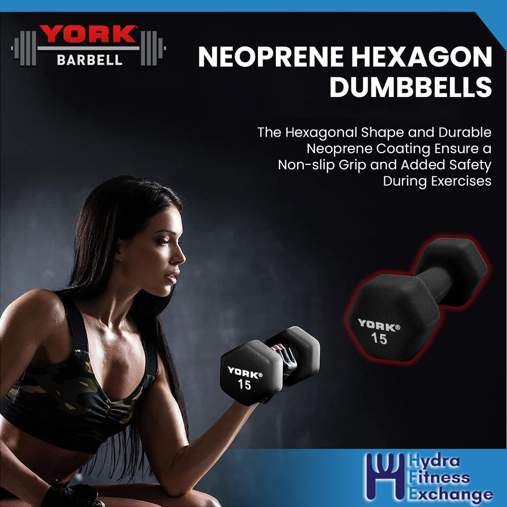 Neoprene Hexagon Dumbbells with Cast Ergo Handle, 10lb Pack of 4 U457