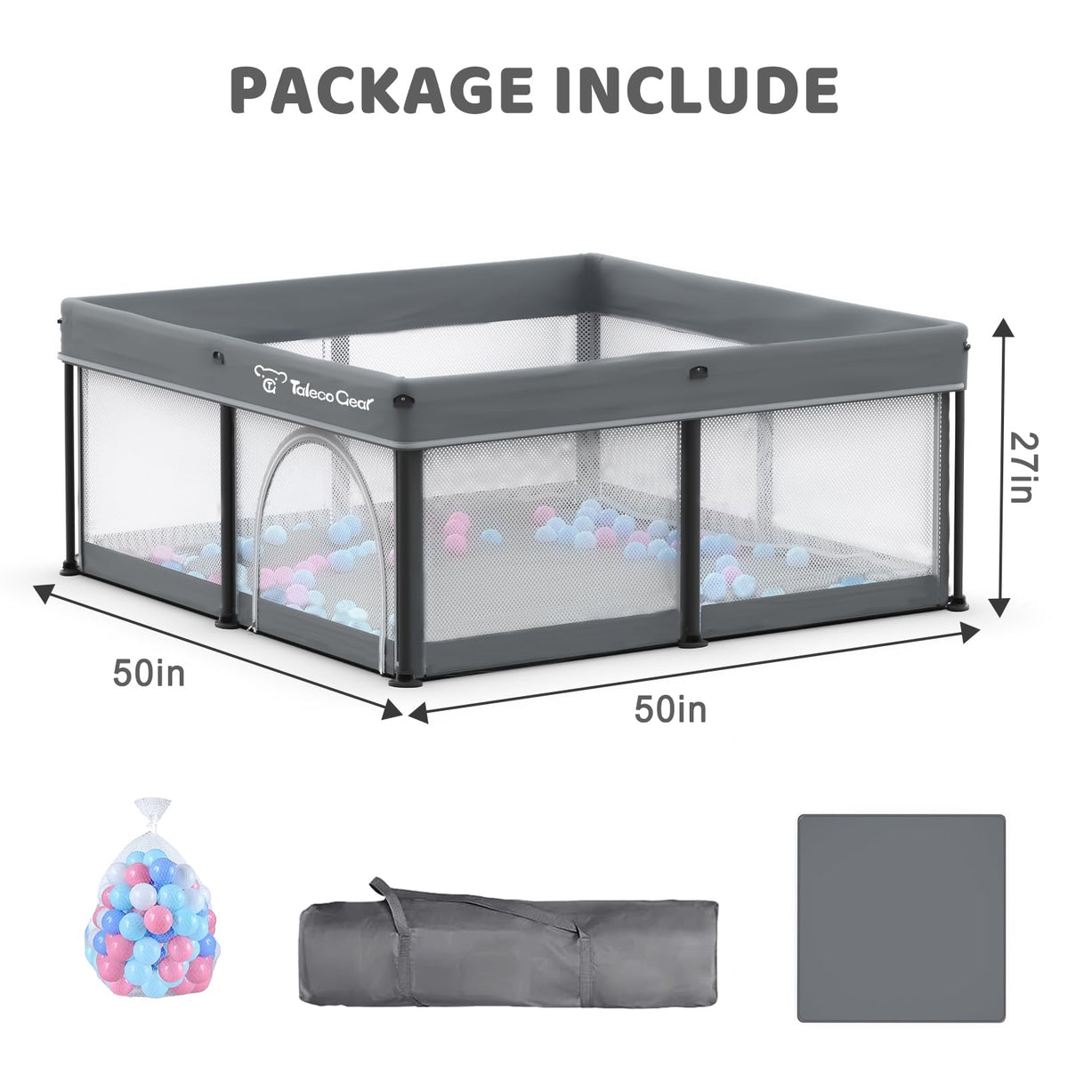 Foldable Baby Play Pen with Mat and Gate Y898399