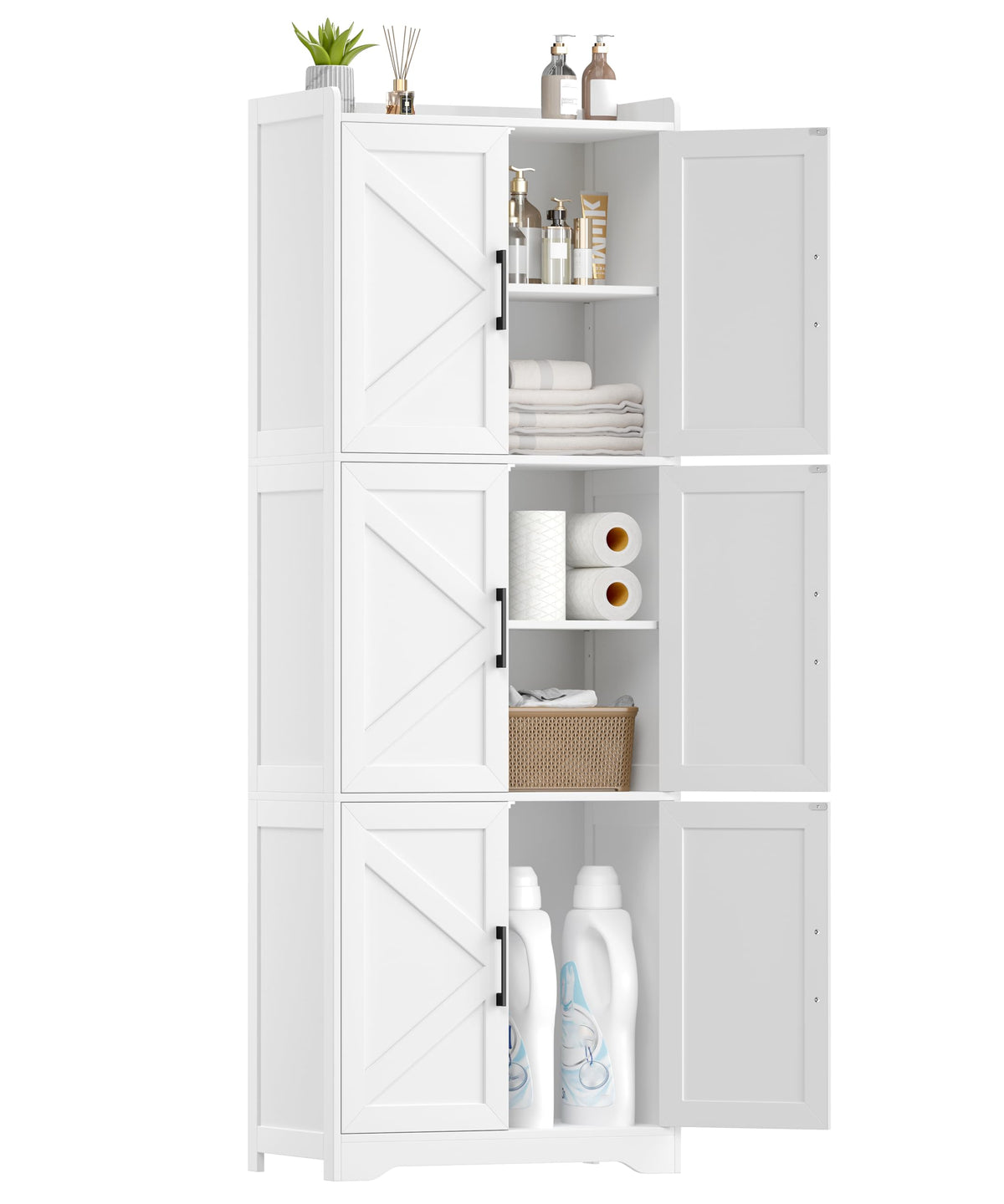 60.2''H Tall Bathroom Storage Cabinet with 6 Door S59381