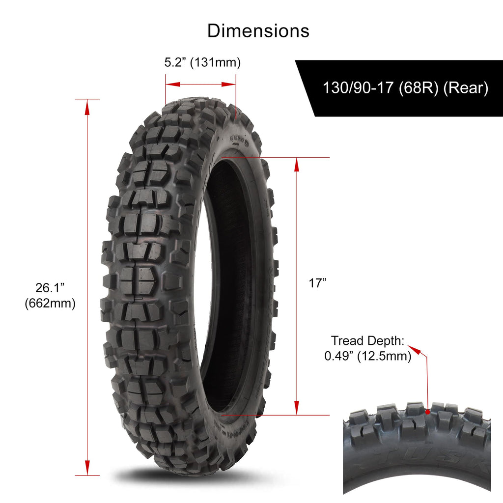 Adventure Motorcycle Tire 130/90-17 Rear Dual Sport On/Off-Road Q10342