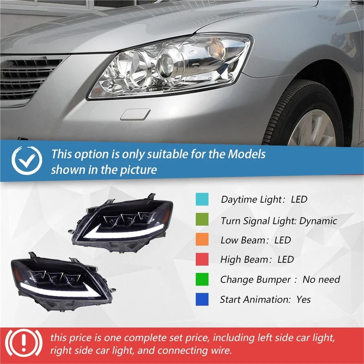 Toyota Camry 2006-2011 LED Headlight Assembly Projector Lens Q69757
