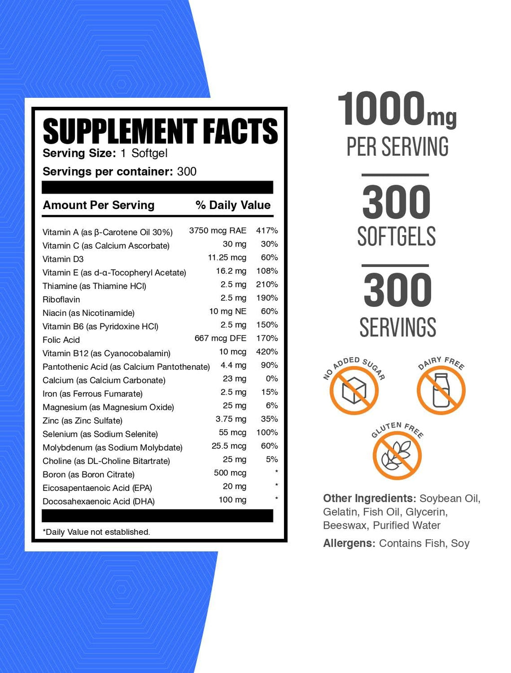 Multivitamin Softgels with Fish Oil 300 Count Z464