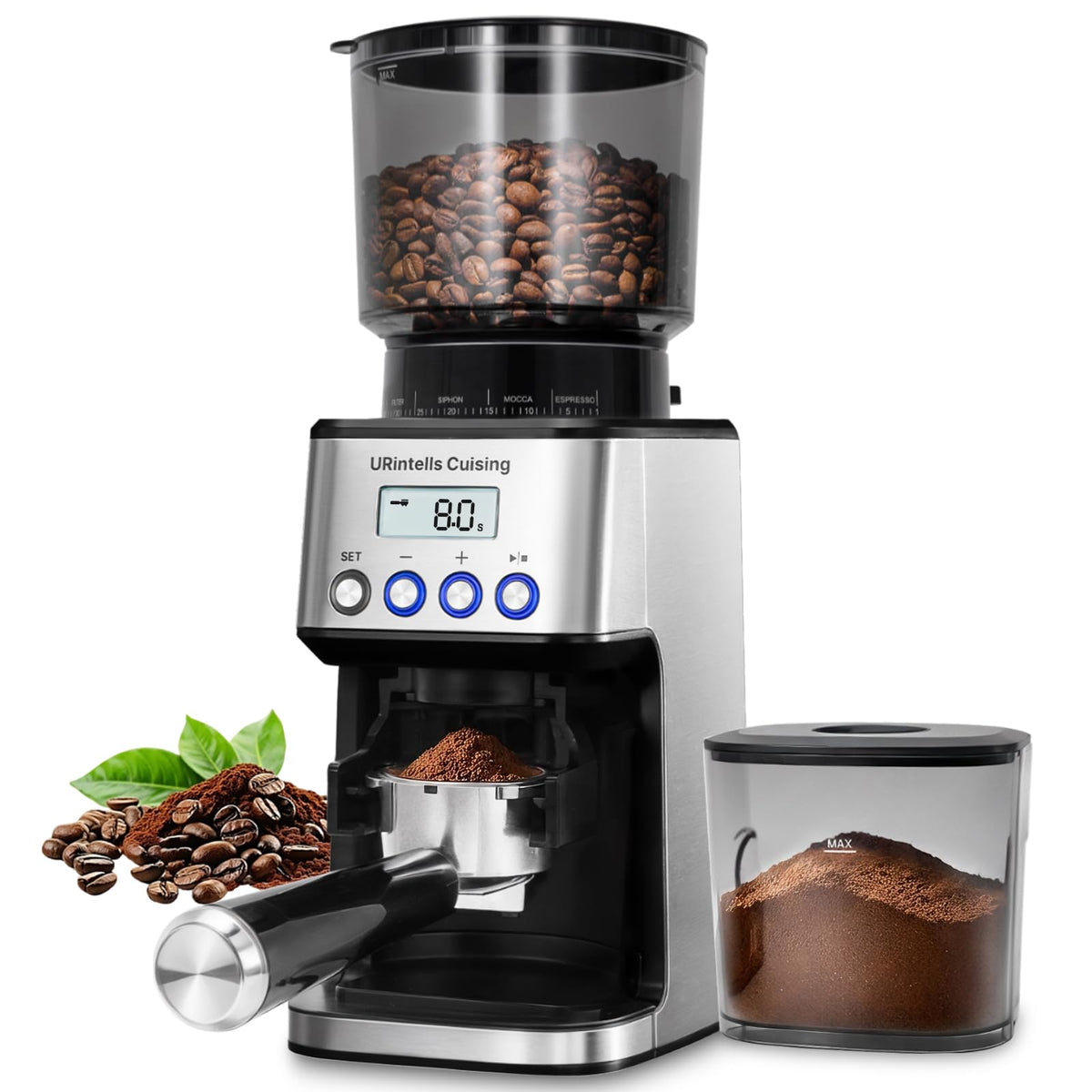 Silver Conical Burr Coffee Grinder Y60575