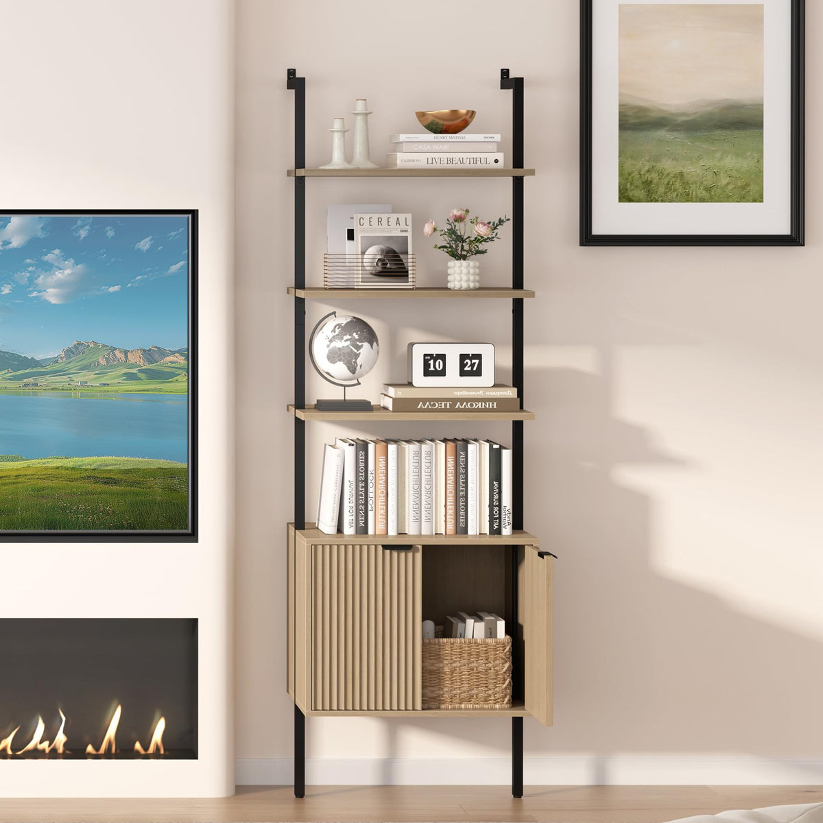 73" Tall Bookshelf with Cabinet L4569