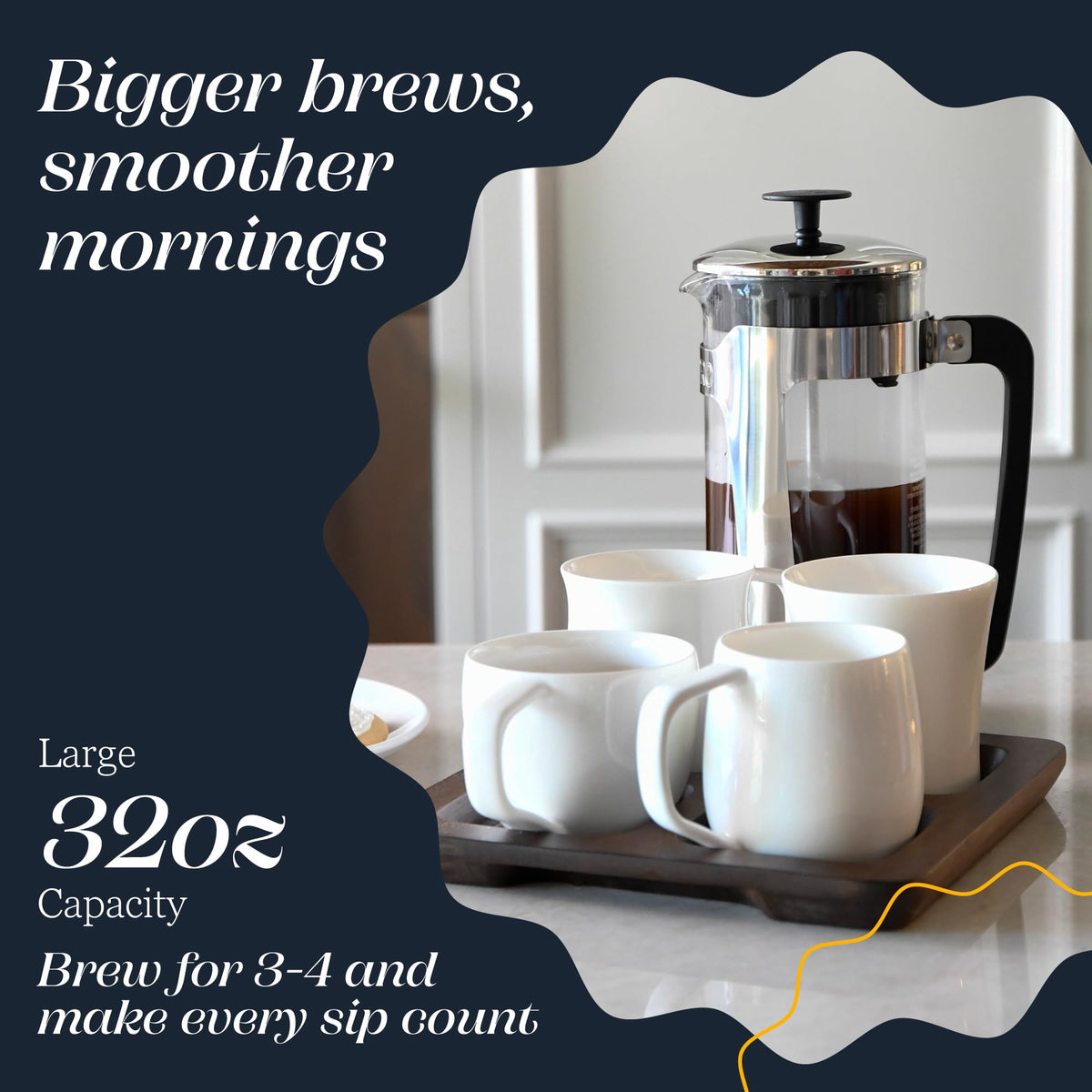 32oz Stainless Steel French Press Coffee Maker P54703