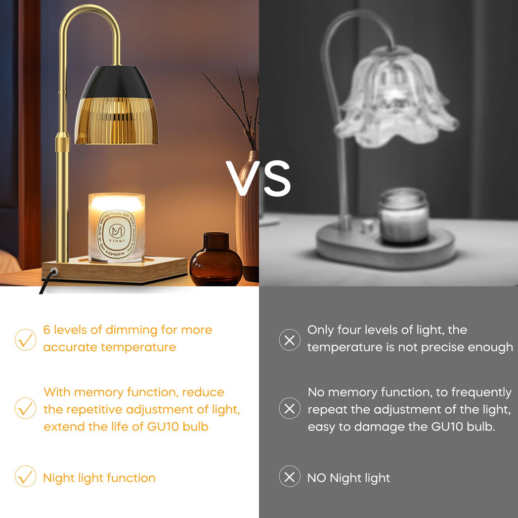 Candle Warmer Lamp with Timer Auto Off, Dimmable Height Adjustable Wax Melting Lamp H84088