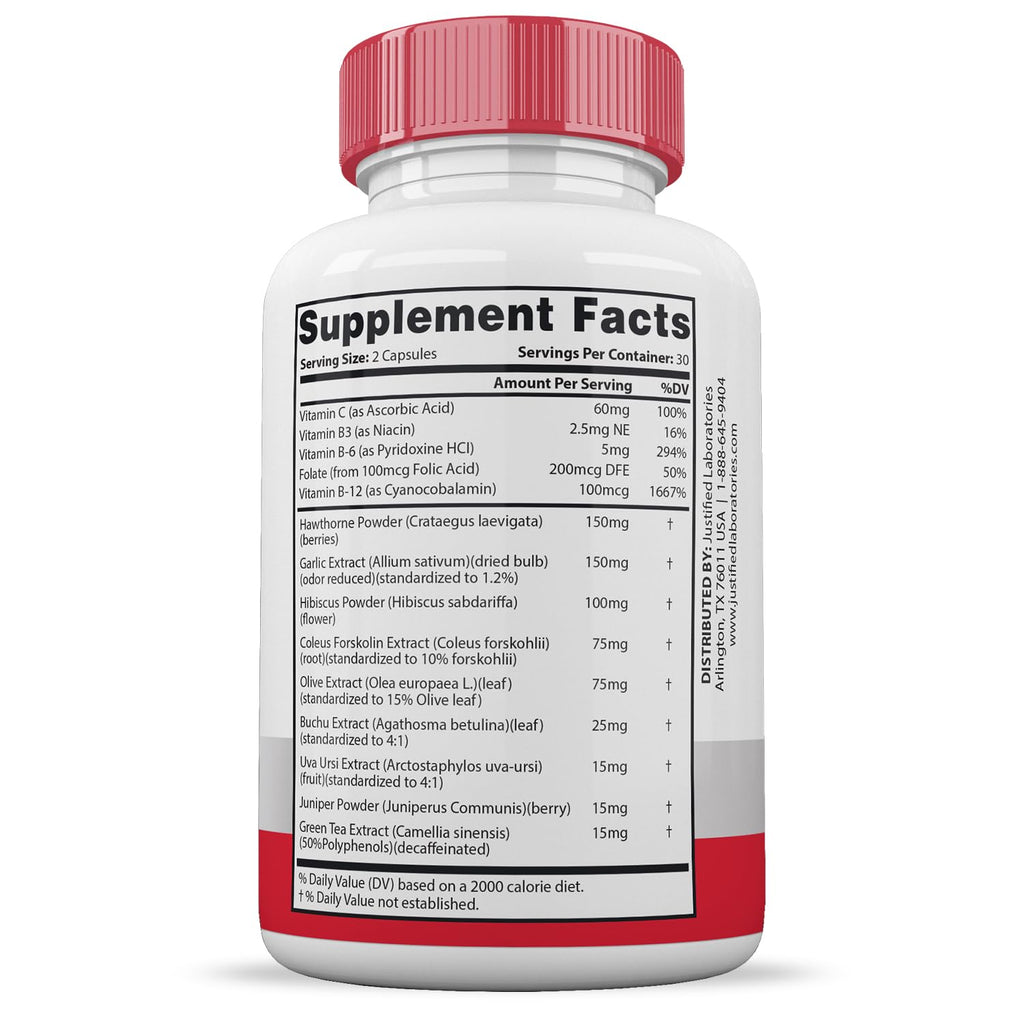 60 Capsules 688MG Hawthorne Hibiscus Garlic Juniper Olive Forskolin Green Tea Extract O905