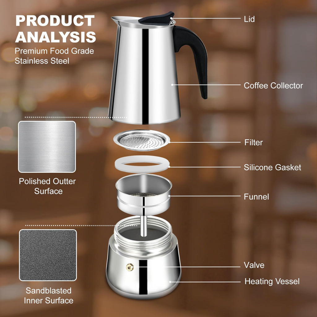 12 Cup Stainless Steel Stovetop Espresso Moka Pot 600ml D33190