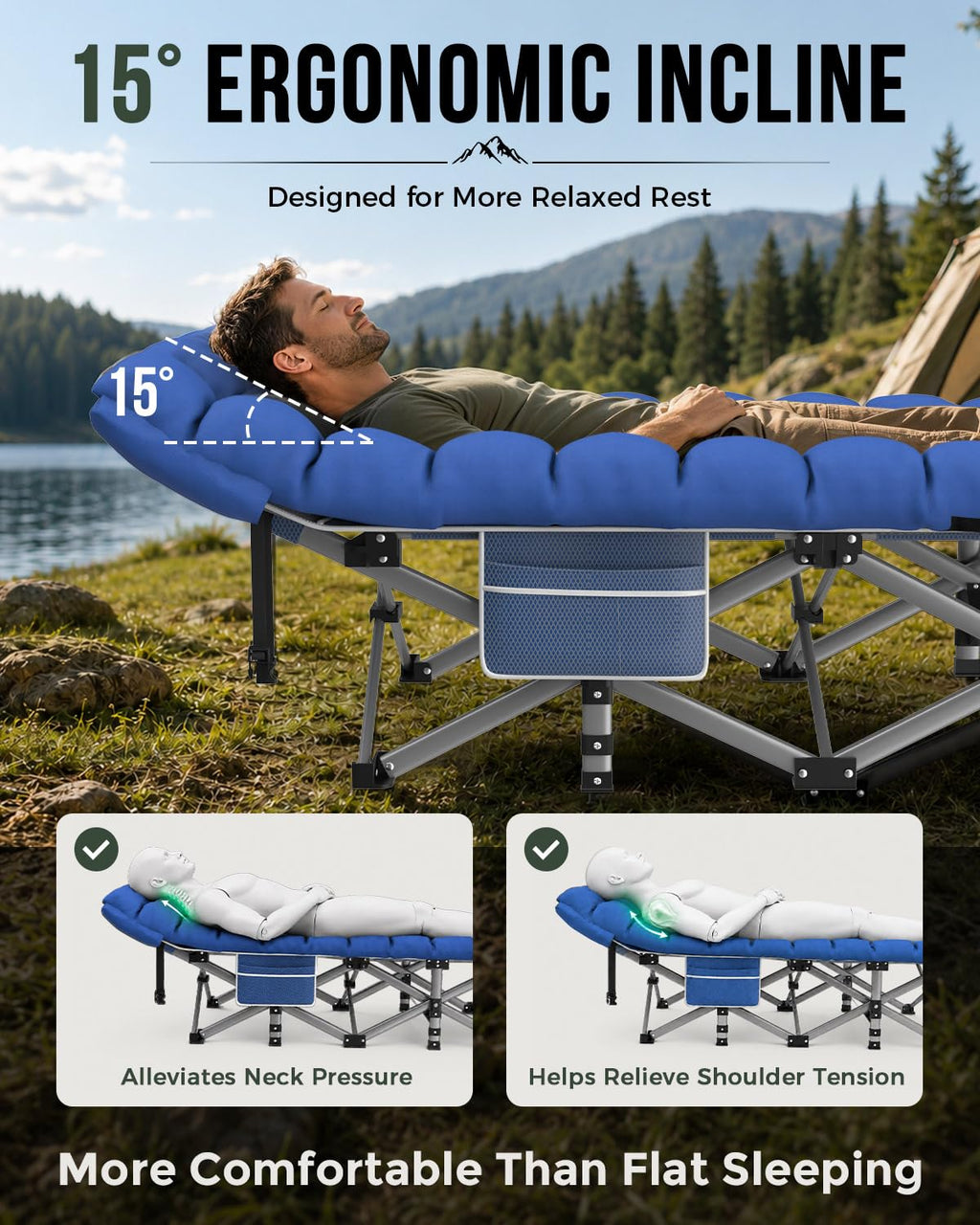 32in XXL Folding Camping Cot with Mattress E36267