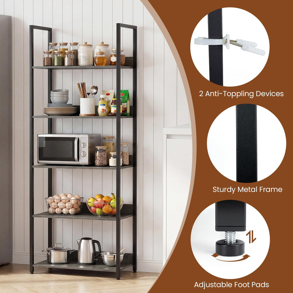 5-Tier Wooden Bookshelf Set of 2 F155344