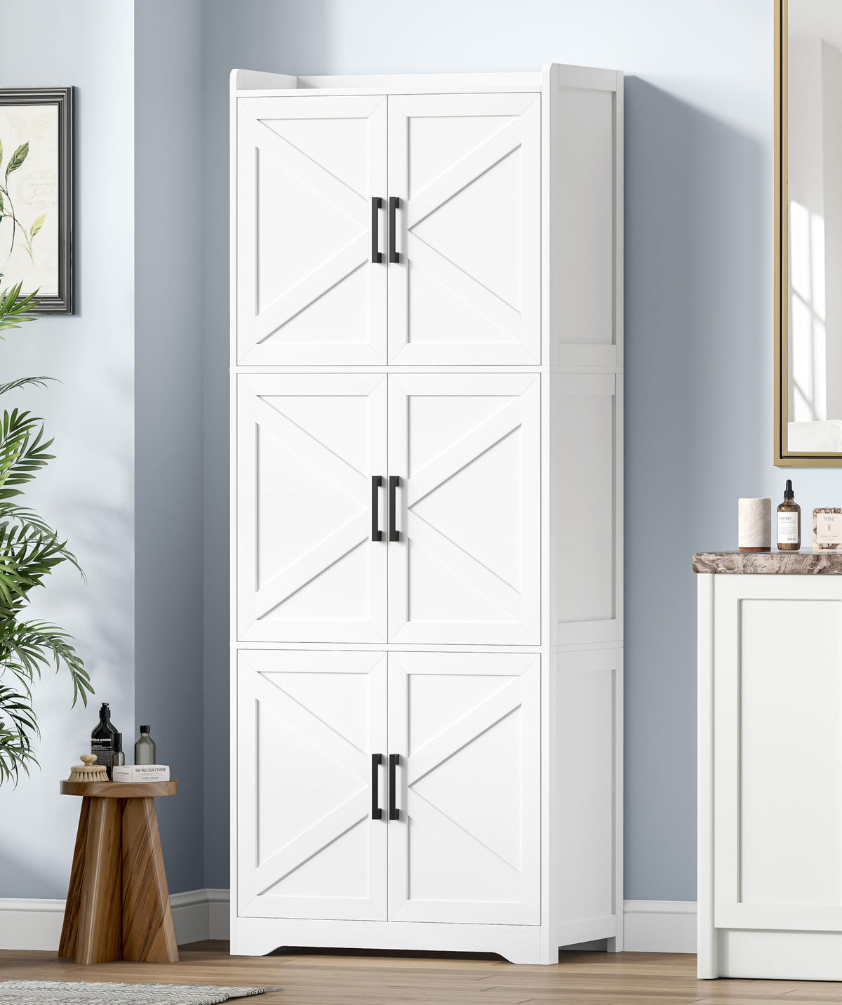 60.2''H Tall Bathroom Storage Cabinet with 6 Door S59381