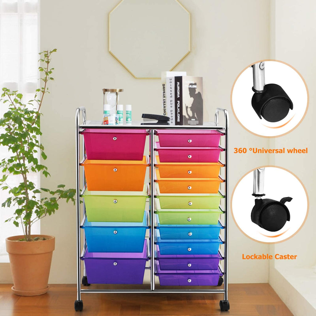 15 Drawer Rolling Storage Cart with Wheels G70175