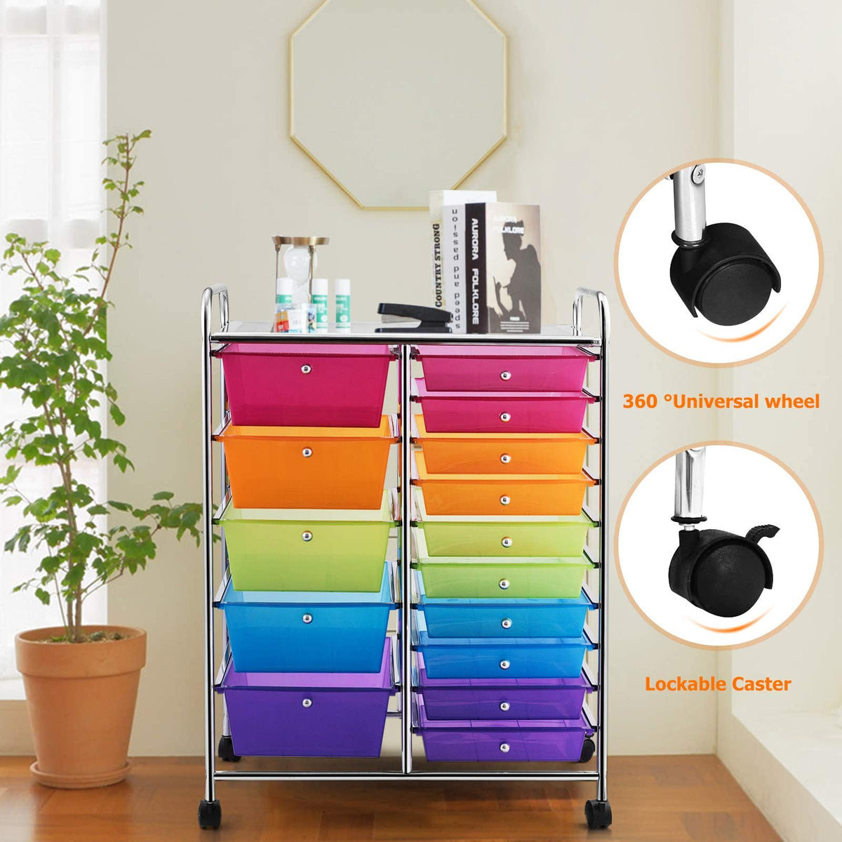 15 Drawer Rolling Storage Cart with Wheels G70175