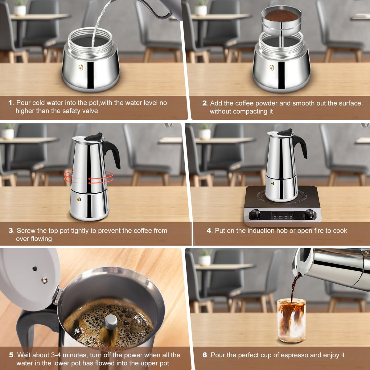12 Cup Stainless Steel Stovetop Espresso Moka Pot 600ml D33190