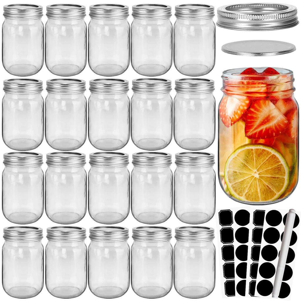 20 Pcs 12oz Glass Mason Jars With Lids H38016