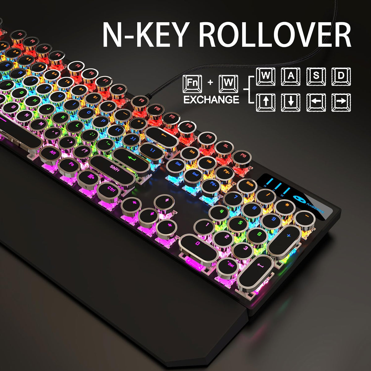 Black Retro Mechanical Gaming Keyboard with RGB Backlit F315