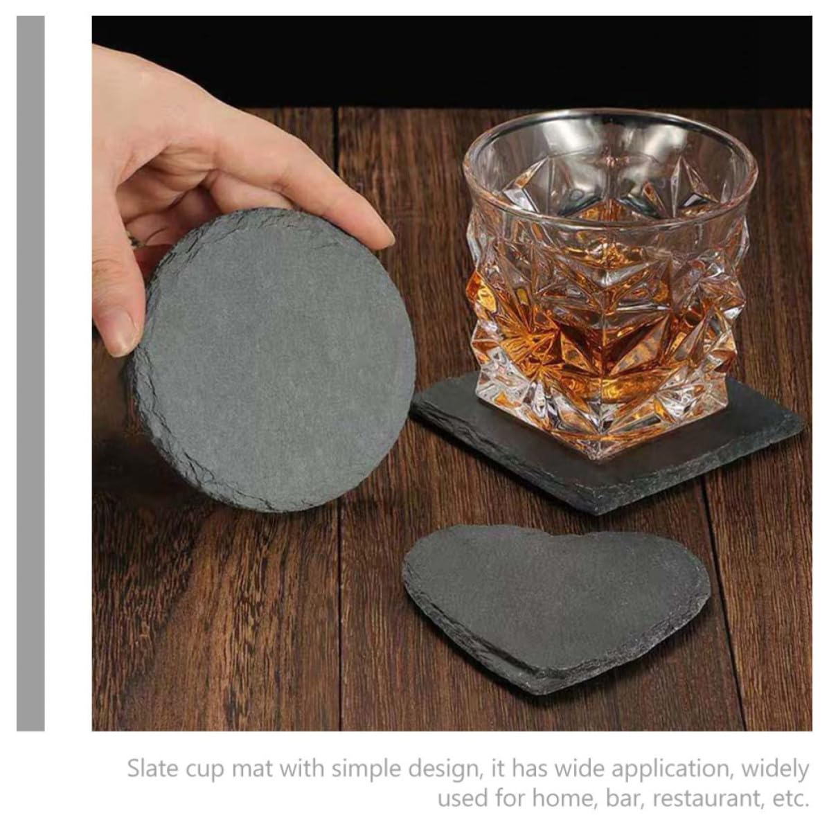 Black Natural Stone Cup Coaster Set F515101