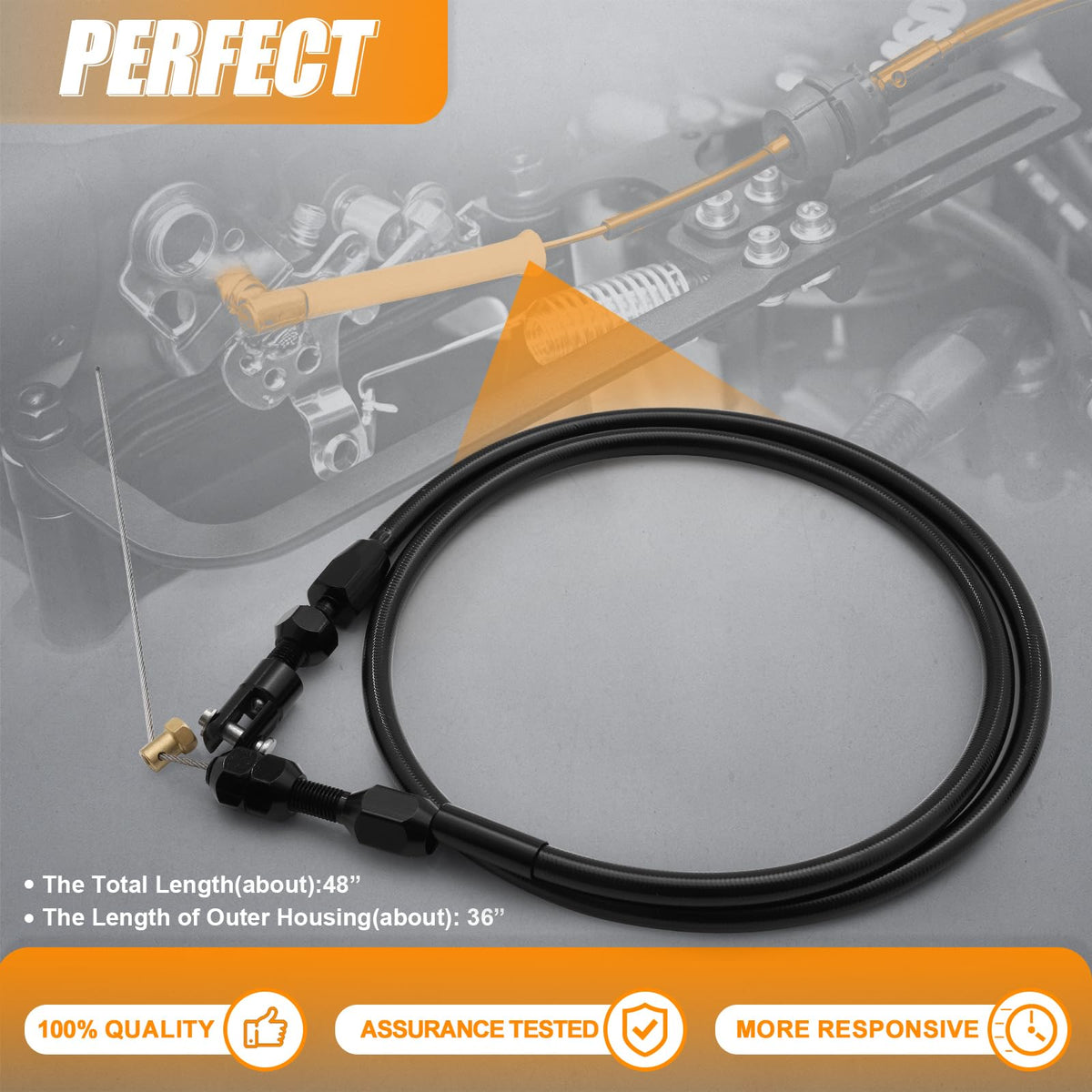 36-Inch LS Throttle Cable Stainless Steel Braided Y747
