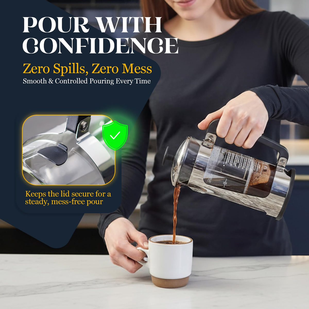 32oz Stainless Steel French Press Coffee Maker P54703
