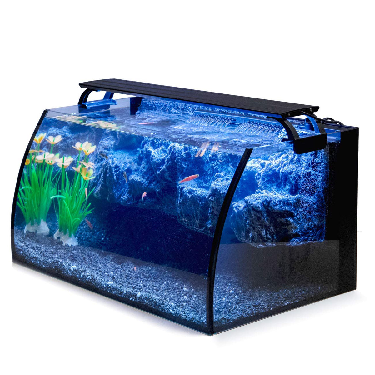 8 Gallon LED Glass Aquarium Kit with 3D Rockery Background X49299