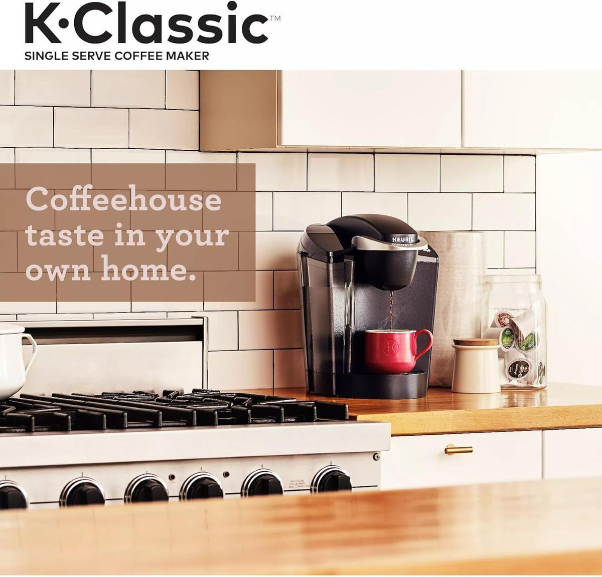 Single Serve K-Cup Pod Coffee Maker, 3 Brew Sizes, 48oz Removable Reservoir, Black Y155