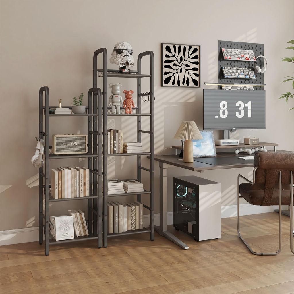 5 Tier Black Metal Bookshelf I184287