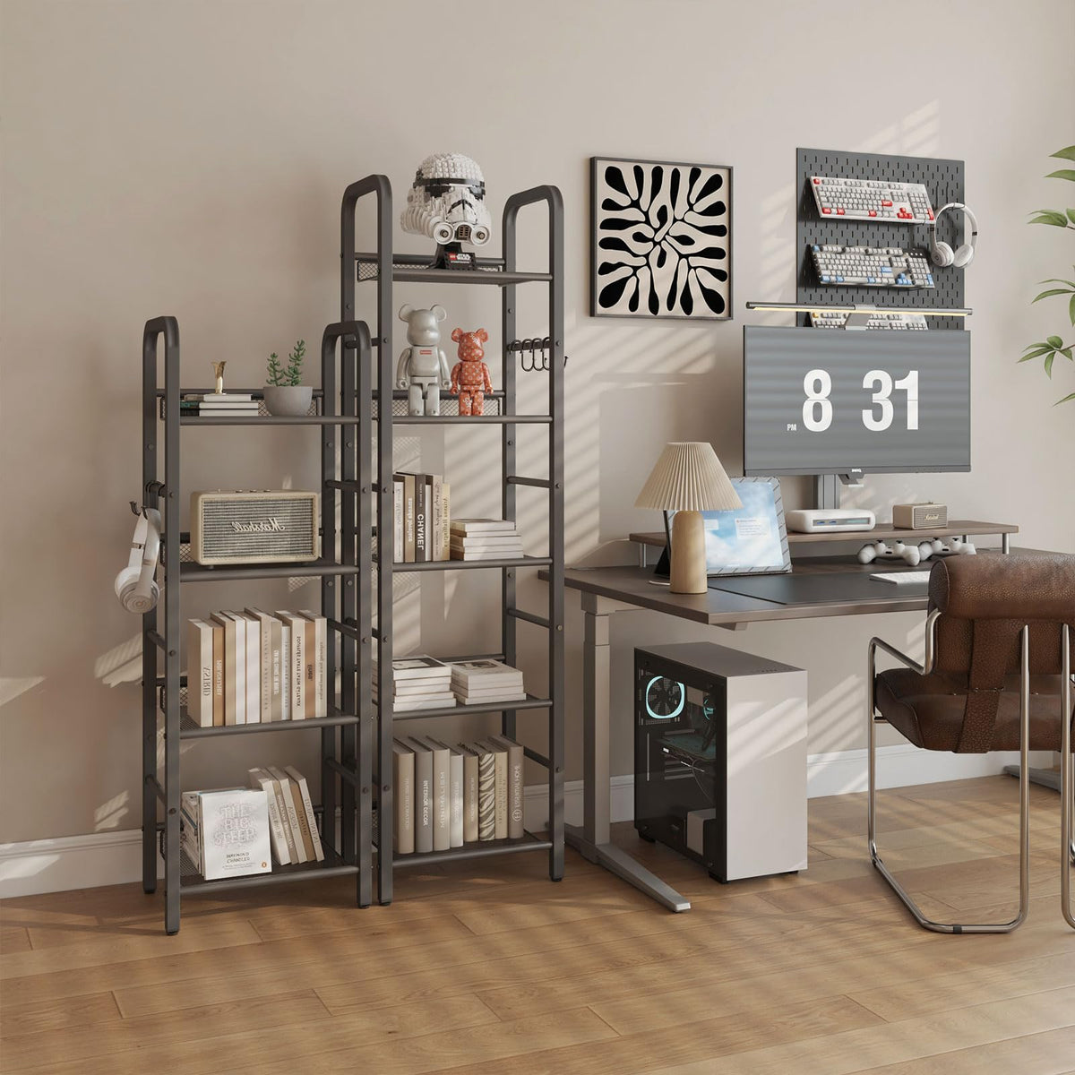 5 Tier Black Metal Bookshelf I184287