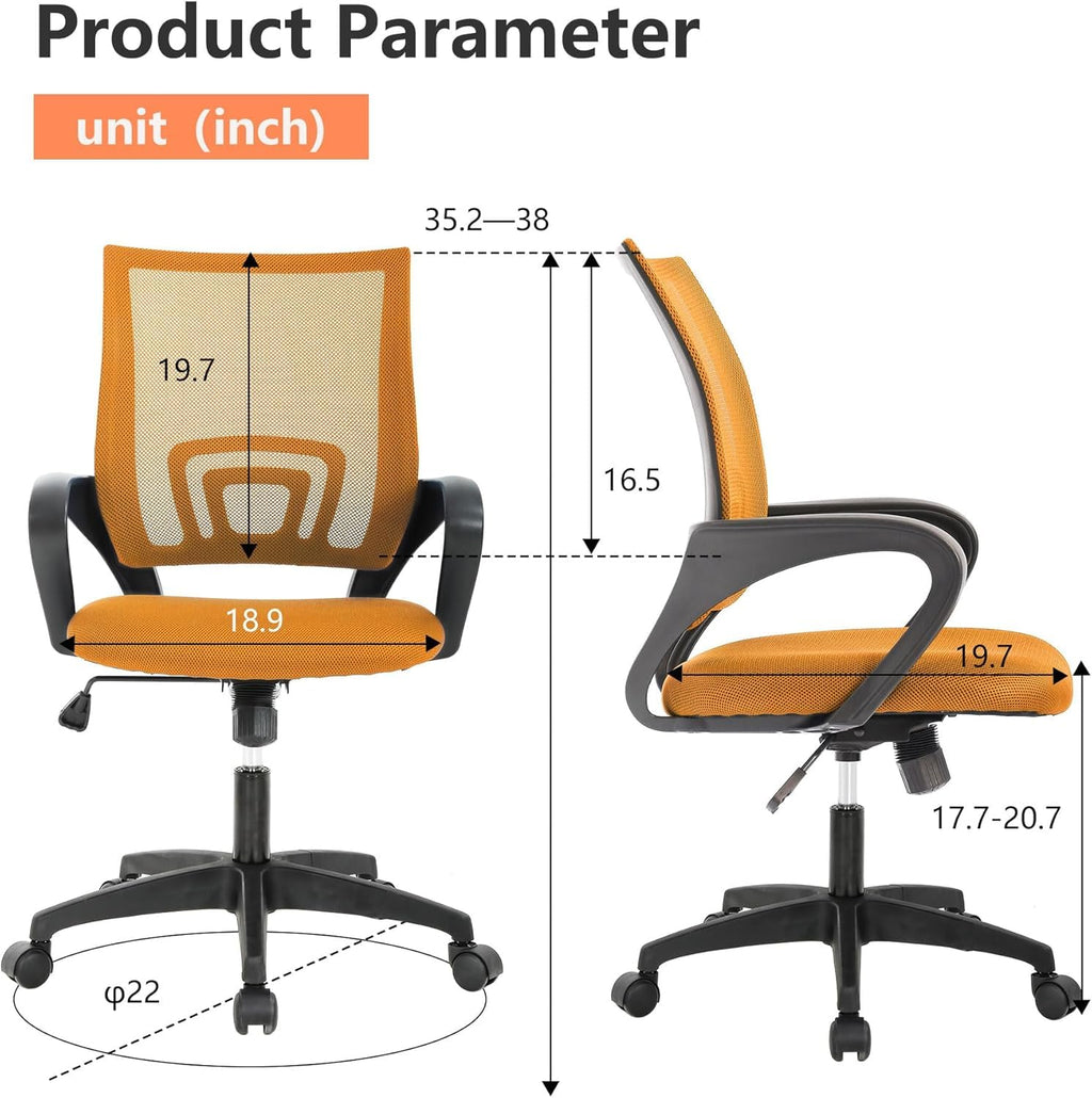 Orange Mesh Mid-Back Office Chair K2681