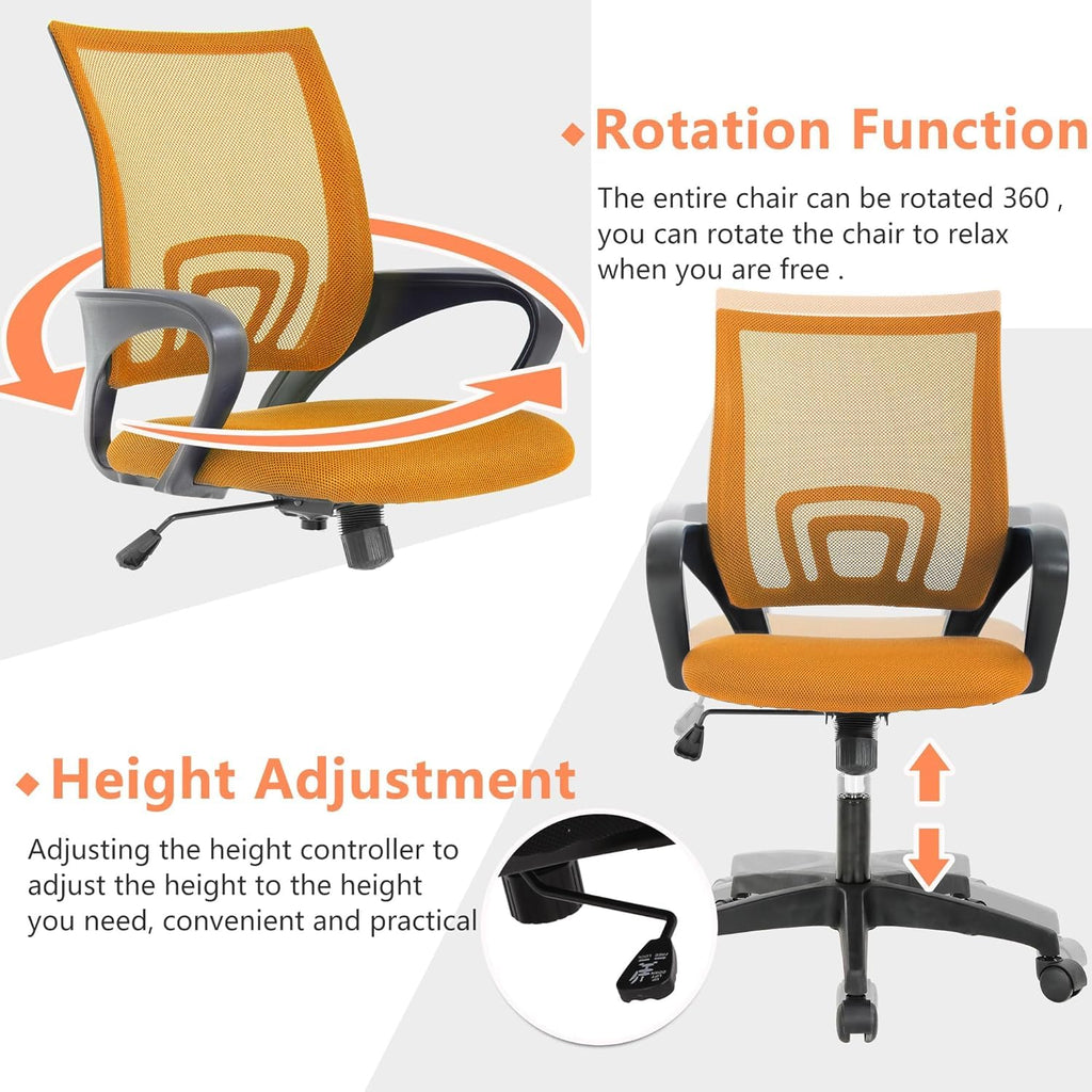 Orange Mesh Mid-Back Office Chair K2681
