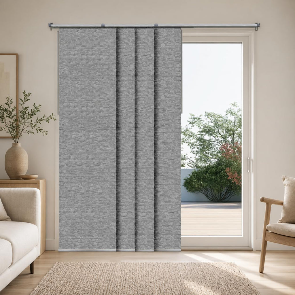 Grey Cordless Sliding Door Panel Track Blinds U92198
