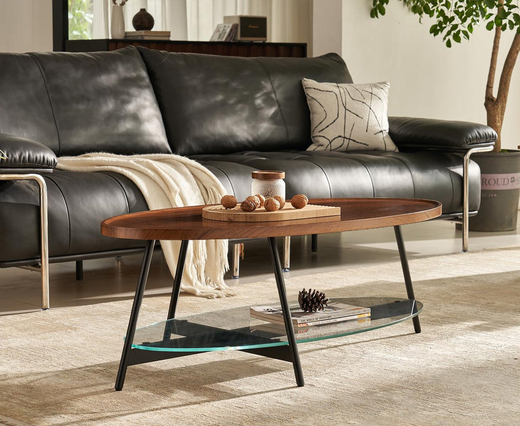 Black Walnut Glass Coffee Table O11775