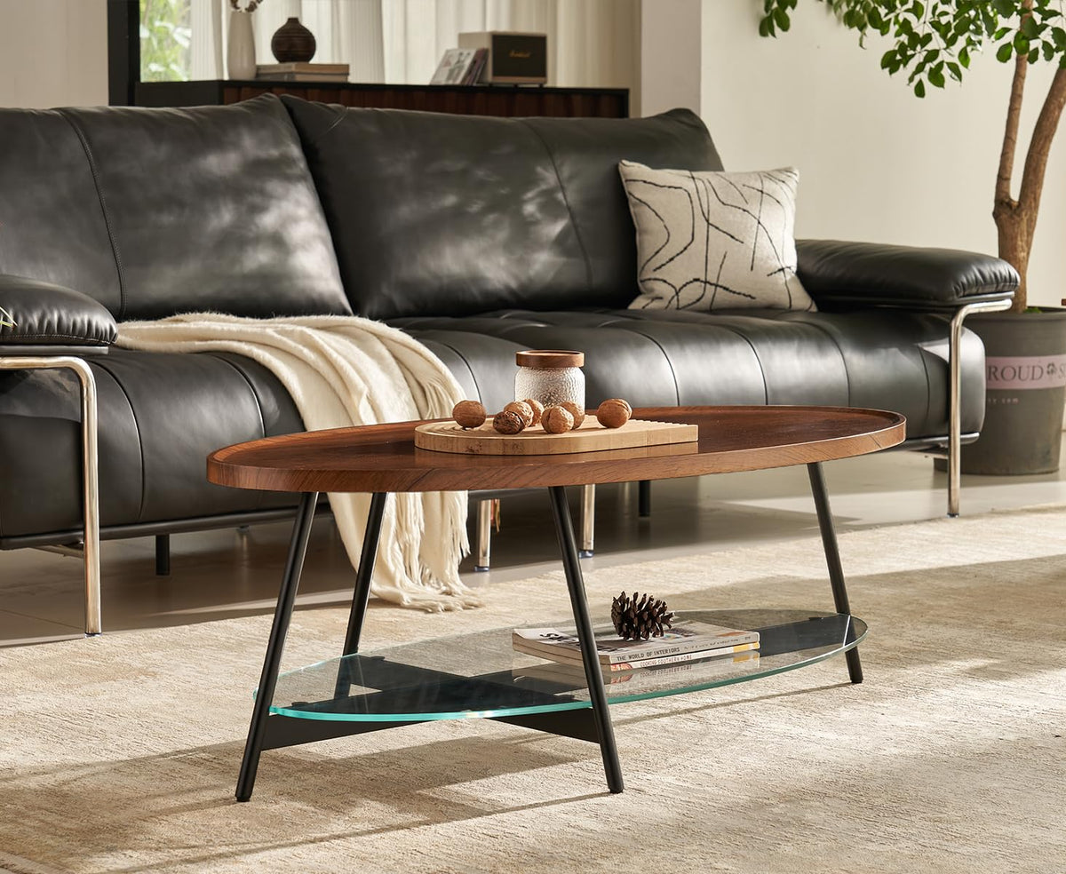 Black Walnut Glass Coffee Table O11775