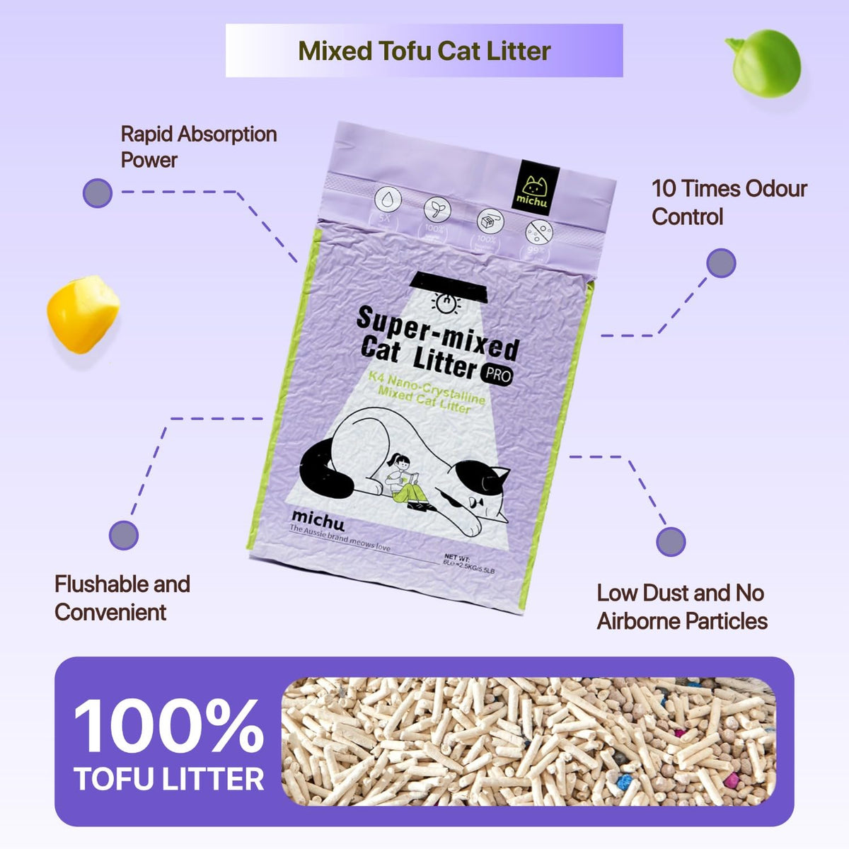 Mixed Tofu Cat Litter 5.5Lb 4 Pack F550