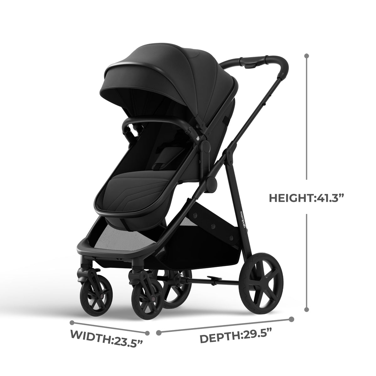 2-in-1 Bassinet Stroller Reversible Seat Black U138919