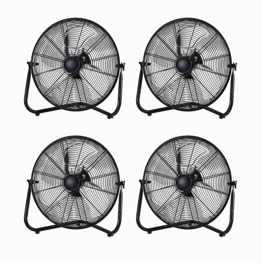 20" 3-Speed Metal Floor Fan 4-Pack D1614