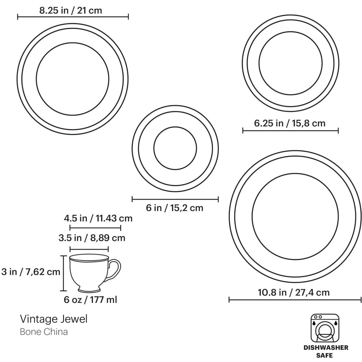 White 5 Piece Dinnerware Set P9660